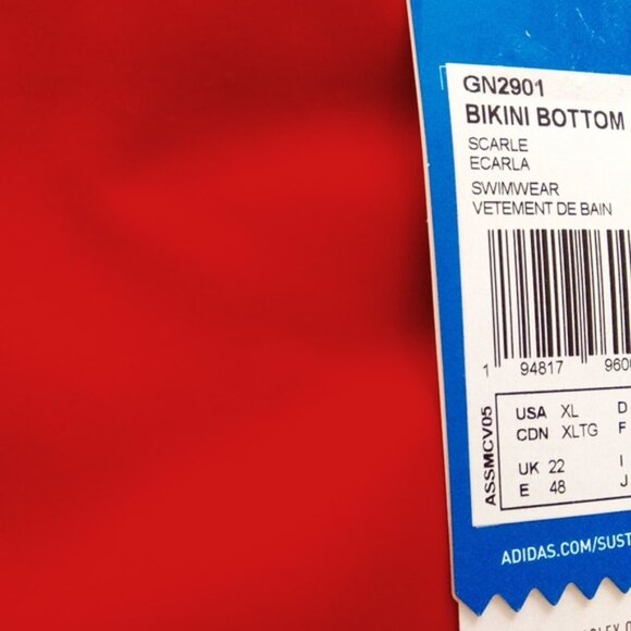 New Adidas Women's Original 3 Stripe Scarlet Red Bikini Bottom WMN'S Size US  XL - Picture 7 of 9
